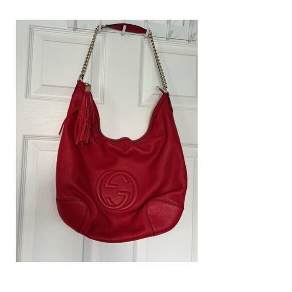 Authentic Gucci Soho red pebbled calf skin leather shoulder bag - Picture 14 of 16